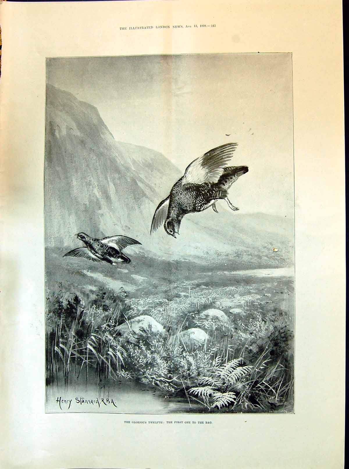 Old 1898 Grouse Hunting Twelfth October Shooting Ladies Fashion Tea-G Victorian