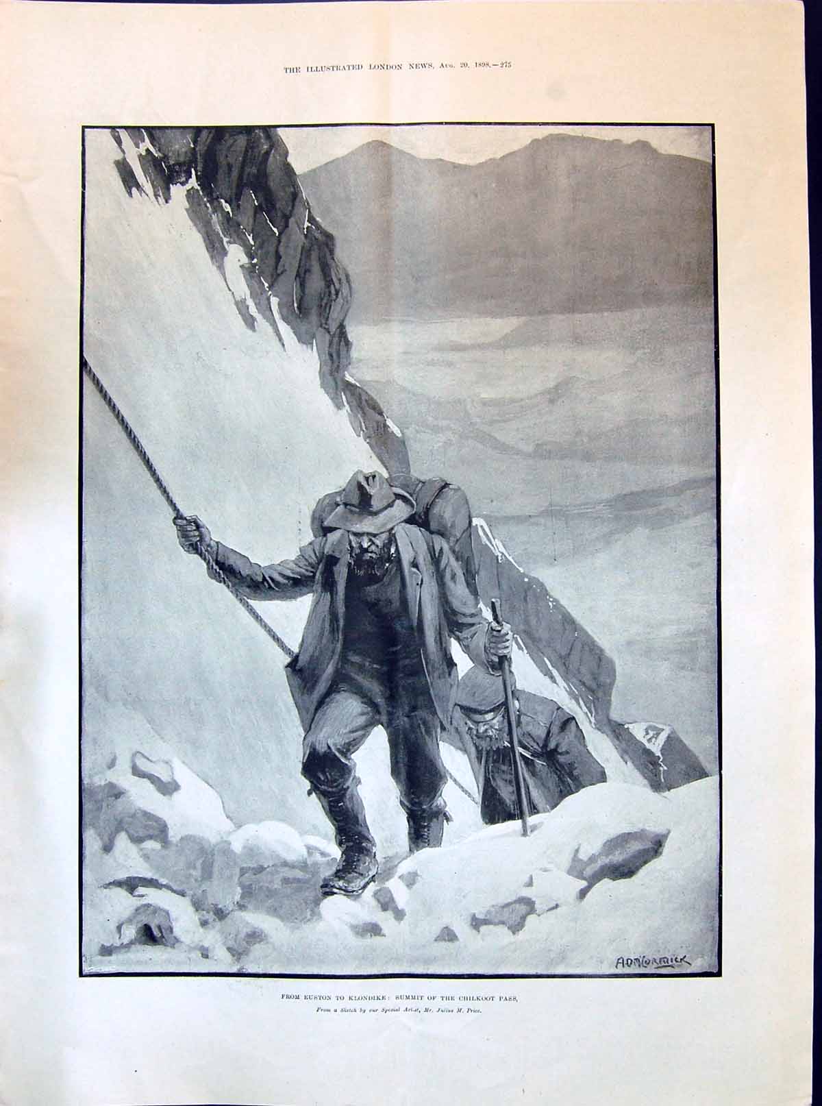 Old 1898 Men Summit Chilkoot Mountains Klondike Seals Stamps Katipuna Victorian