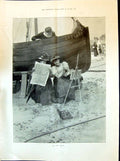 Old 1898 Art Critic Ladies Painting Fisherman Ladies Fashion Crepe-De Victorian