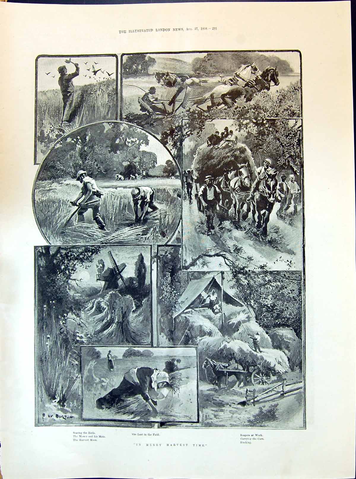 Old 1898 Harvest Moon Reapers Agriculture Bishop Salisbury Military M Victorian