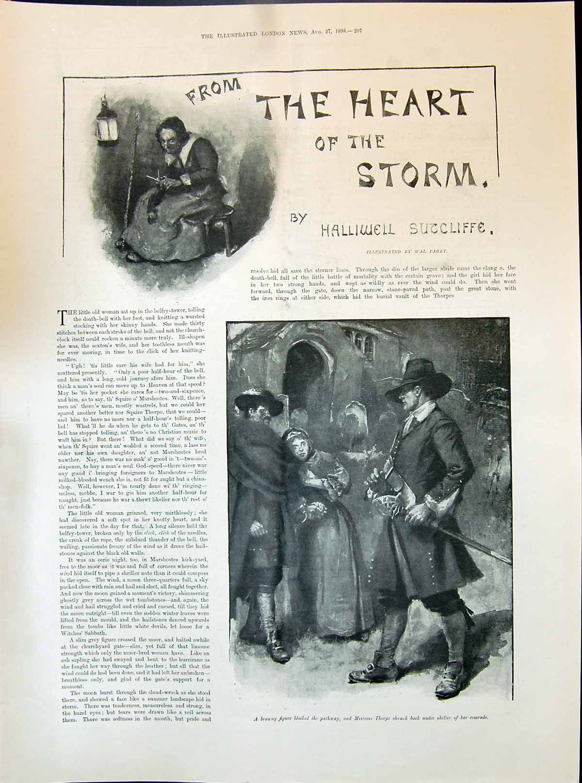 Old 1898 Story Illustration Heart The Storm Halliwell Sutcliffe Wal P Victorian