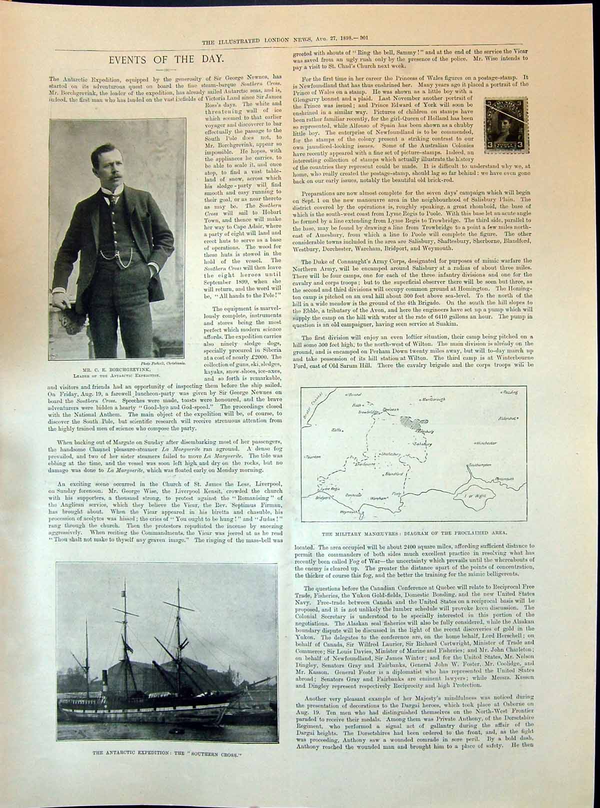 Old 1898 Borchgrevink Antarctic Ship Southern Cross Alpine Railway Ke Victorian