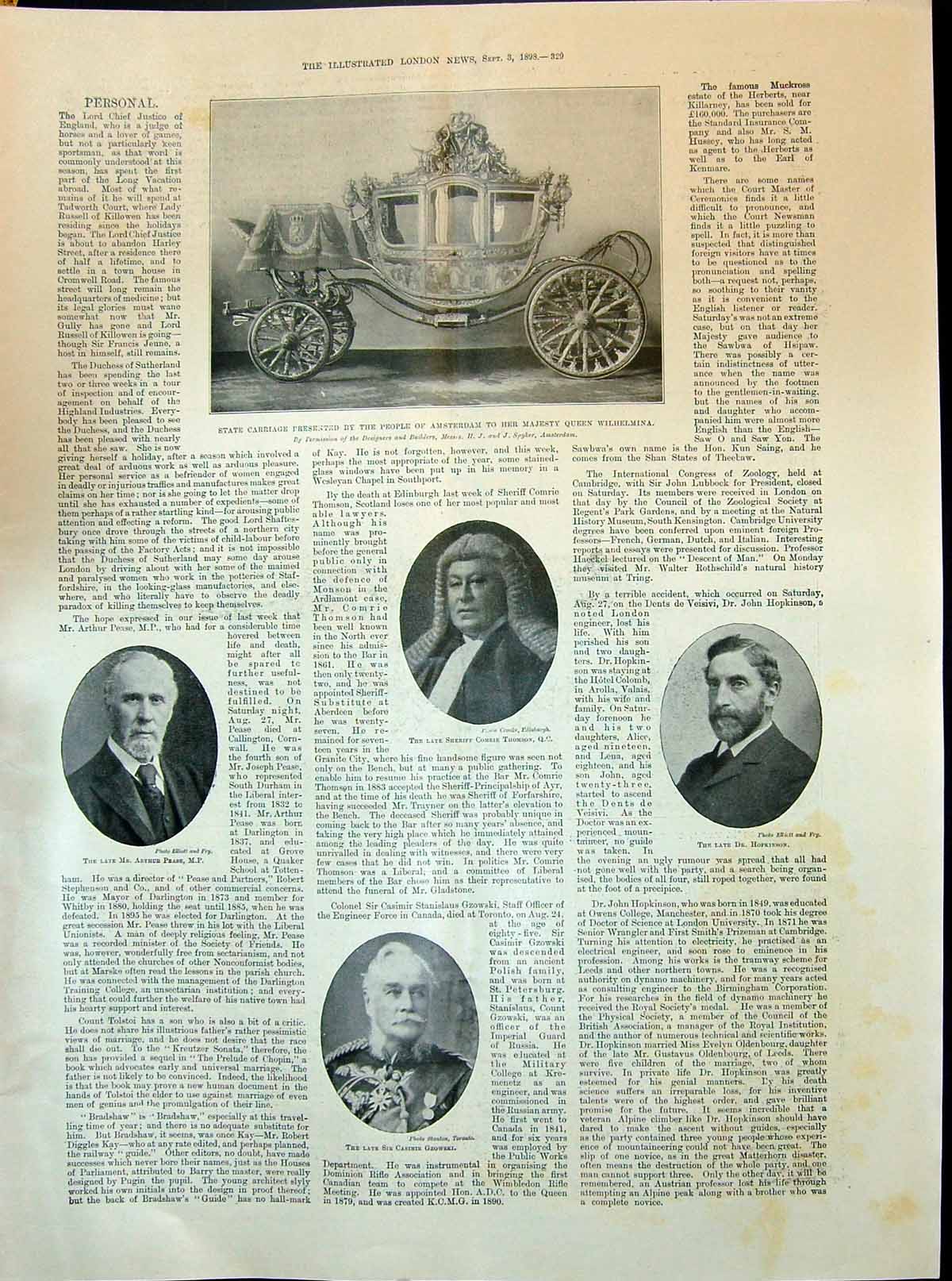 Old 1898 Carriage Amsterdam Thomson Pease Hopkinson Gzowski Prince Os Victorian