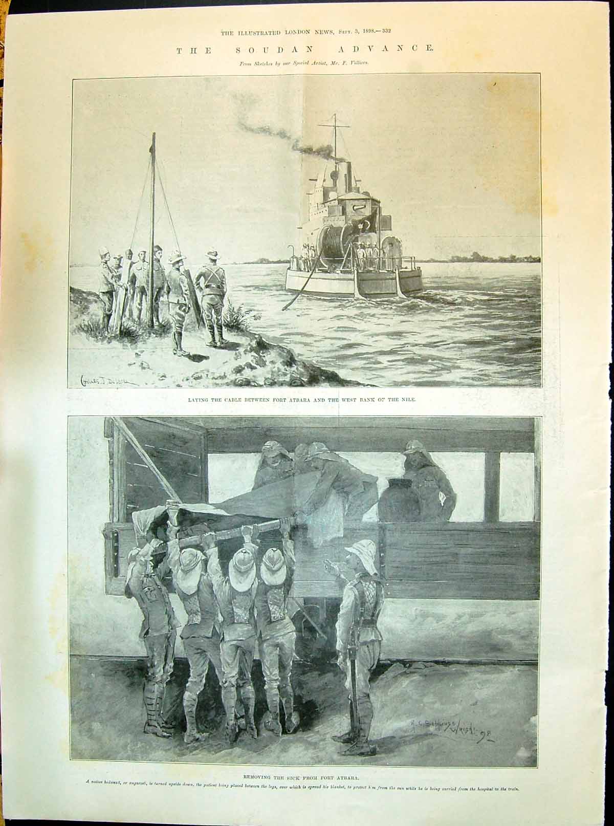 Old 1898 Soudan War Sick Atbara Nile Ship Princess Wales Czarina Russ Victorian