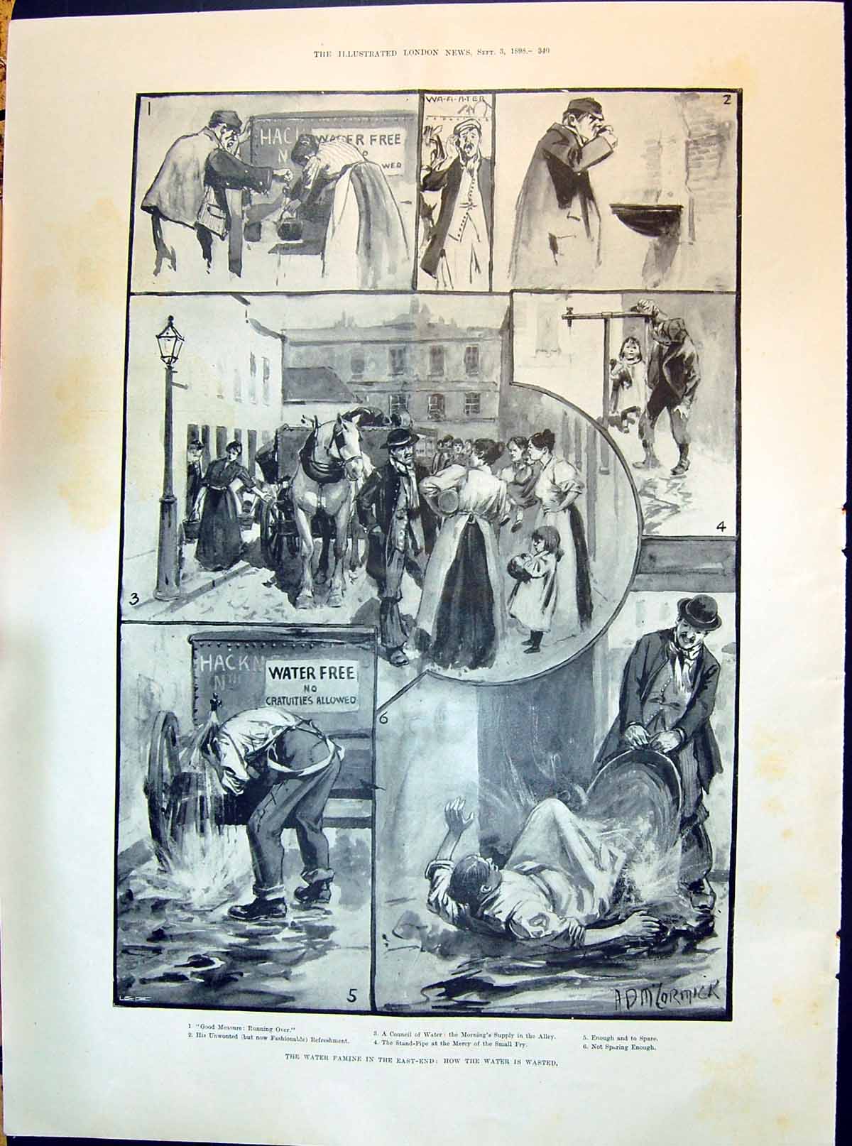 Old 1898 Water Famine London Richmond Hill Whale Birchington-On-Sea M Victorian