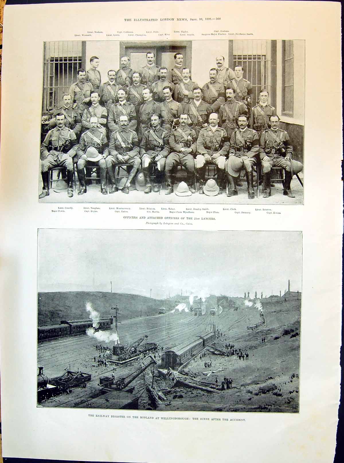 Old 1898 Railway Crash Wellingborough Lancers Martin King Smyth Lewis Victorian