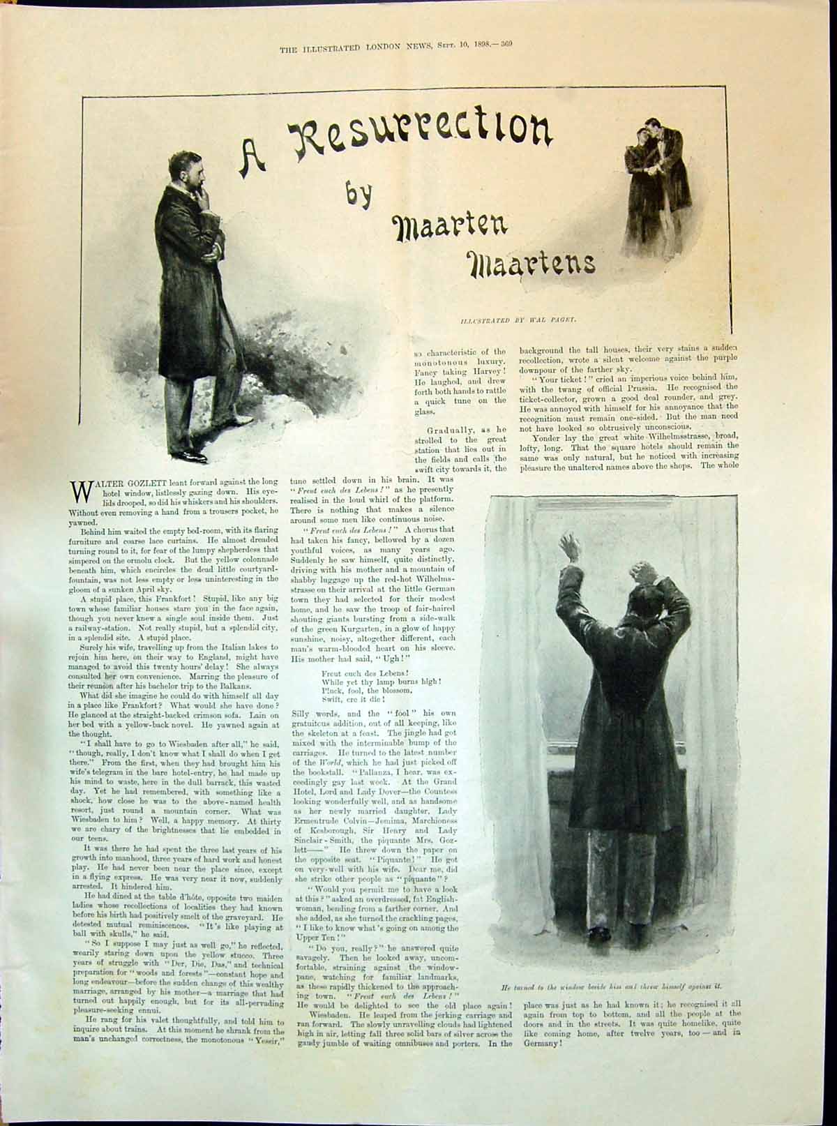 Old Print 1898 Story Illustration Resurrection Maarten Maartens Wal Paget 19th