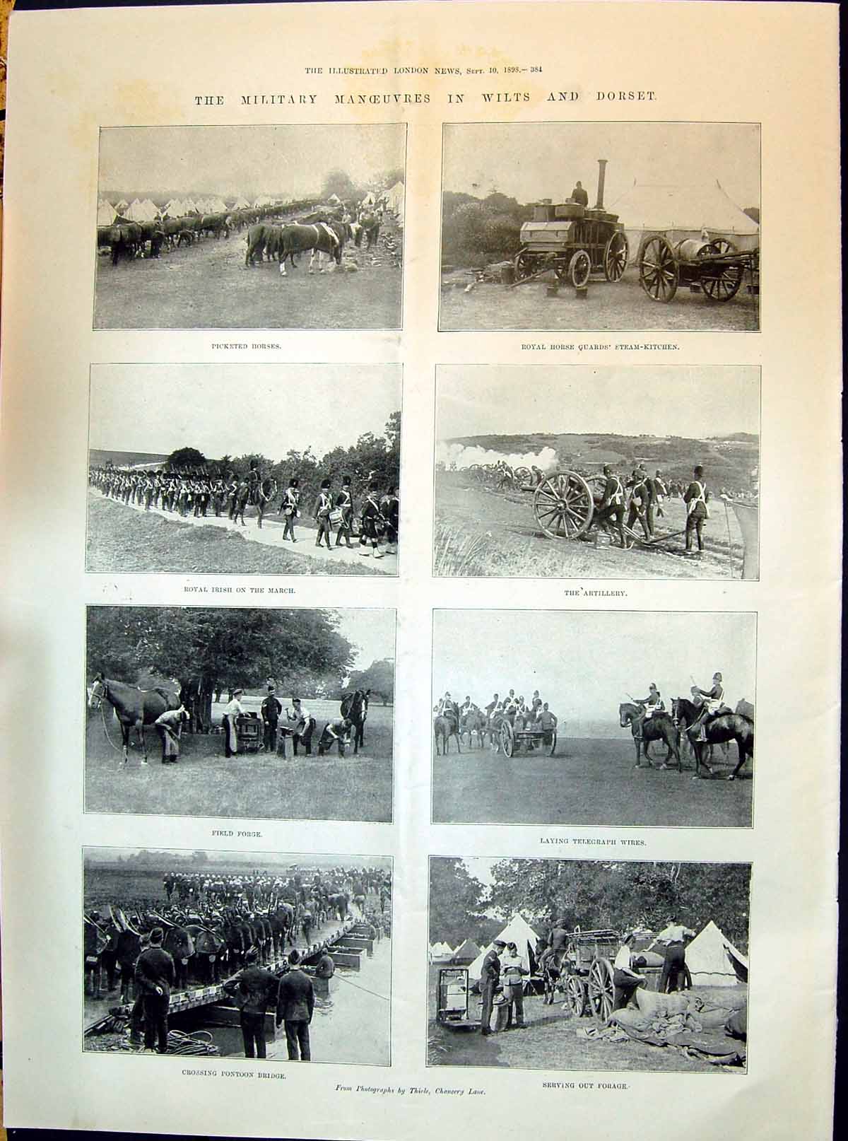 Old 1898 Military Manoeuvres Wilts Dorset Horse Guards Pontoon Bridge Victorian