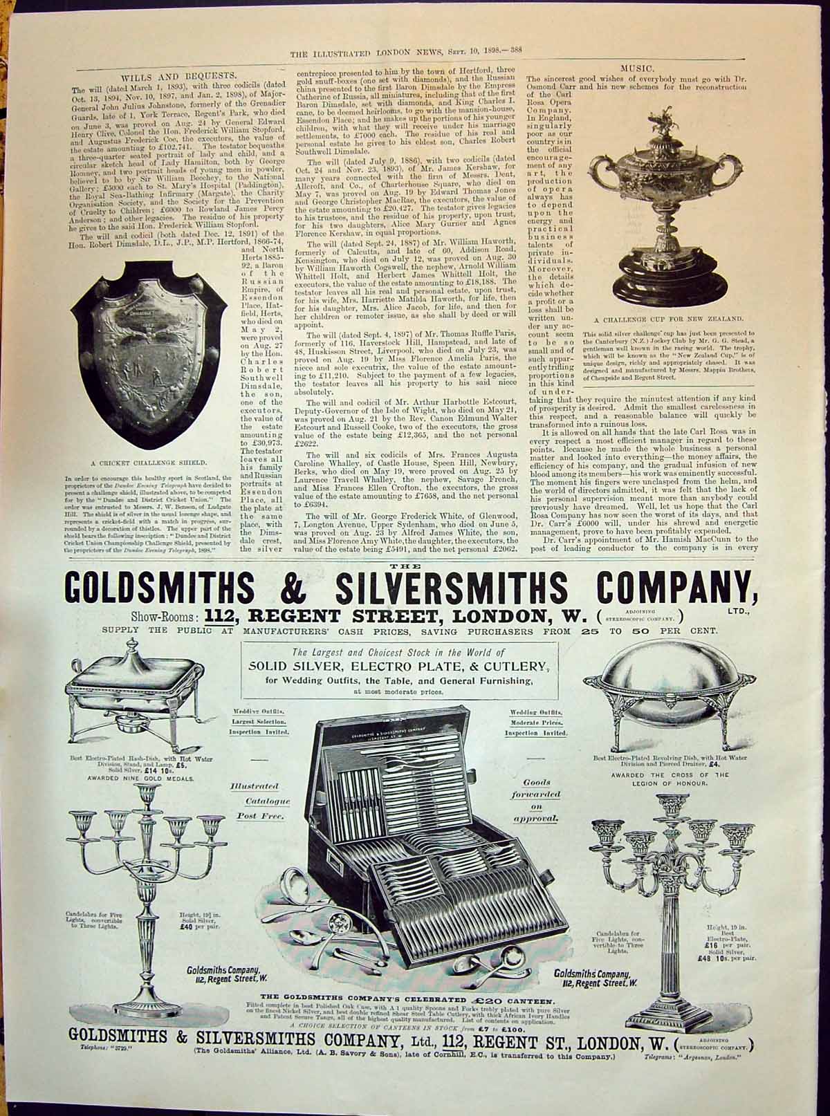 Old Print 1898 Cricket Shield Challenge Cup Zealand Gsmith Ladies Fashio 19th