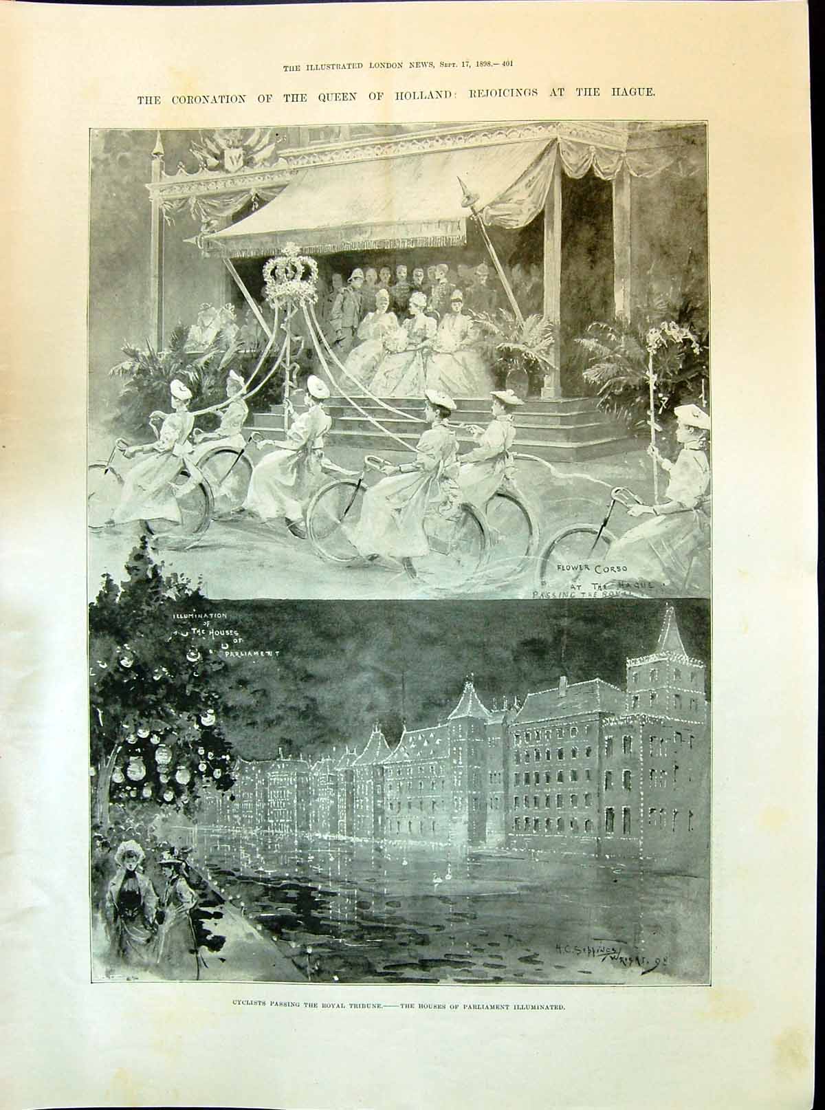 Old 1898 Coronation Queen Holland Hague Houses Parliament Nicholson V Victorian