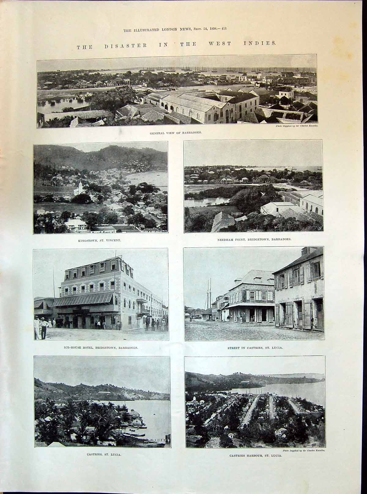 Old 1898 Barbadoes Kingstown Vincent Needham Ice-House Hotel Lucia Ca Victorian