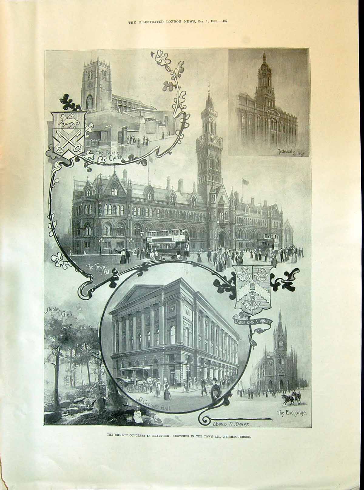 Old 1898 Church Congress Bradford George'S Hall College Exchange Ship Victorian