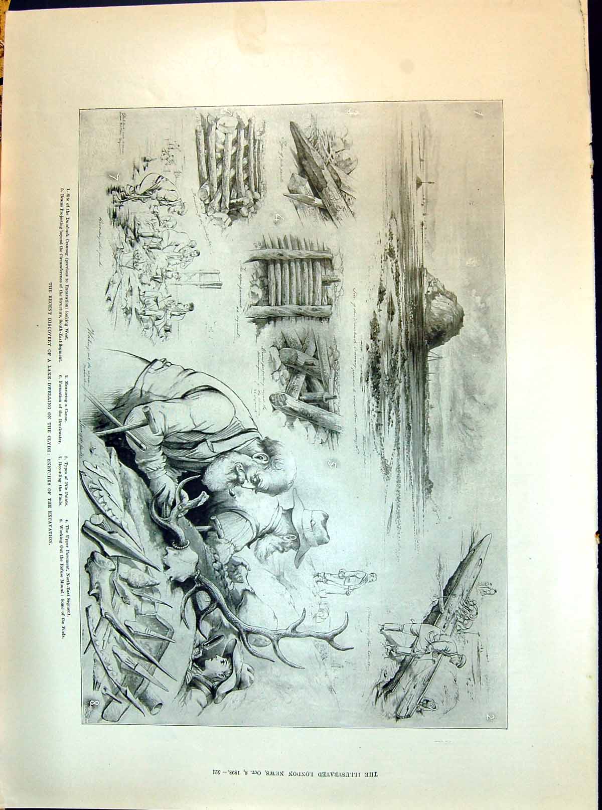 Old 1898 Discovery Lake Dwelling River Clyde Dumbuck Crannog Canoe Ma Victorian