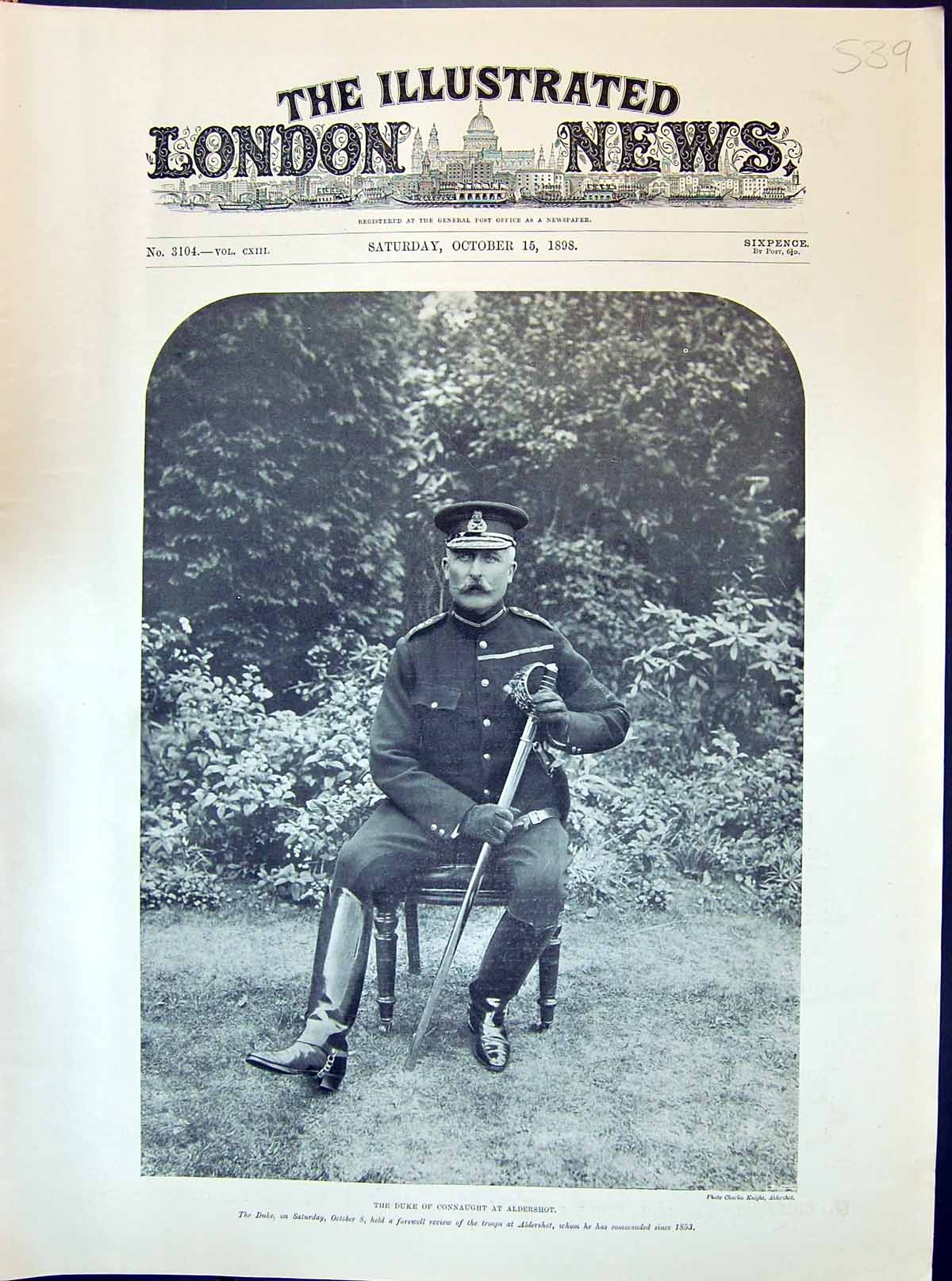 Original Old Antique Print 1898 Portrait Duke Connaught Aldershot War Uniform