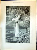 Old 1898 Garden Idyl Lady Baby Peacock Cambon Urmston Davis Long Delc Victorian