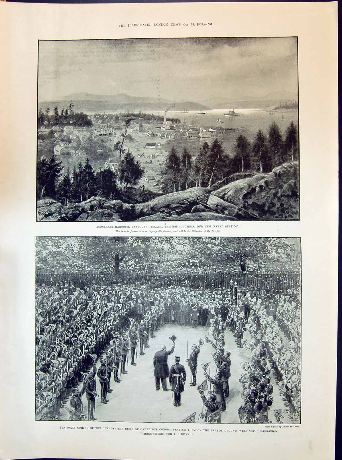 Old 1898 Esquimalt Harbour Vancouver Duke Cambridge Wellington Seymou Victorian