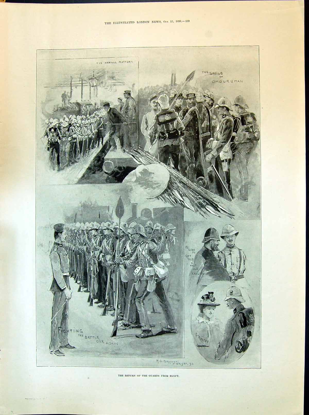 Old Antique Print 1898 War Guards Egypt Omduruman Policeman Marquis Ripon 19th