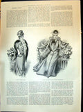 Old 1898 Ladies Fashion Visiting Gown Cape Cloth Trimmed Velvet Dress Victorian