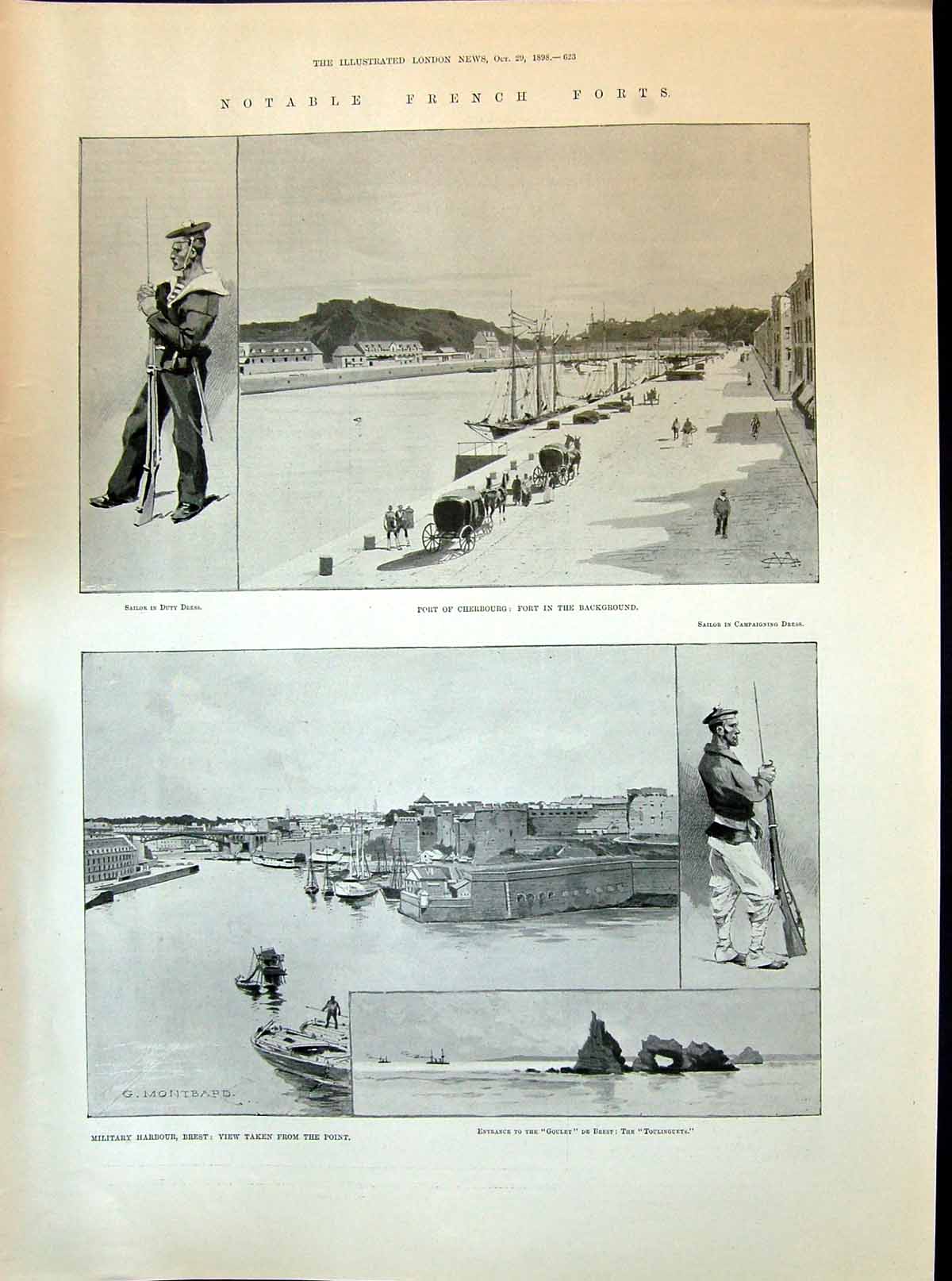 Old 1898 French Forts Cherbourg Sailor Goulet Toulinguets Marseilles Victorian