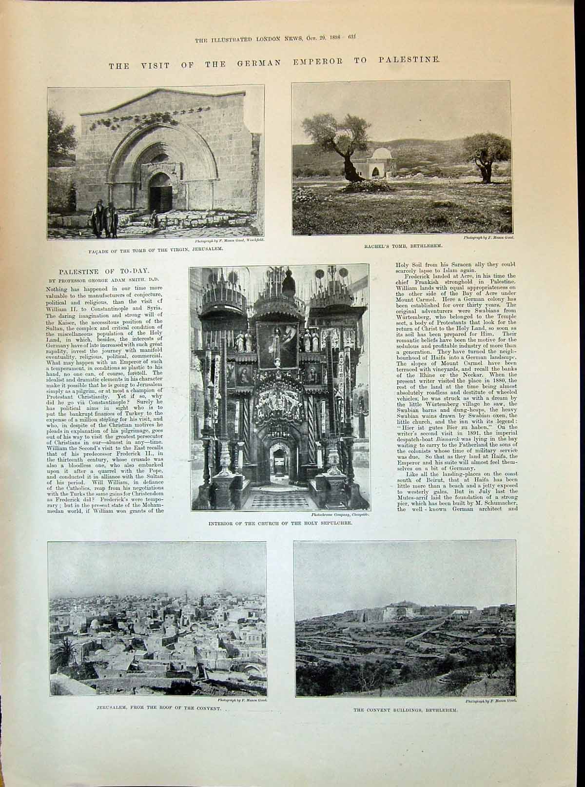 Old 1898 Church Holy Sepulchre Palestine Rachels Tomb Bethlehem Jerus Victorian