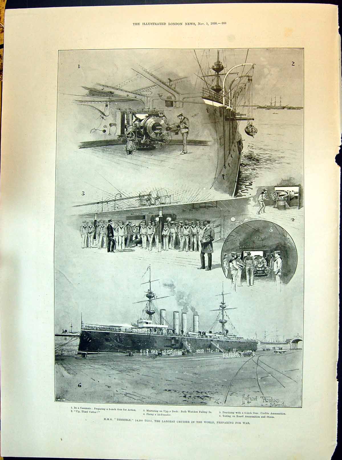 Old 1898 Ship Terrible Cruiser Cordite Ammunition Dupuy Wilson Lugard Victorian