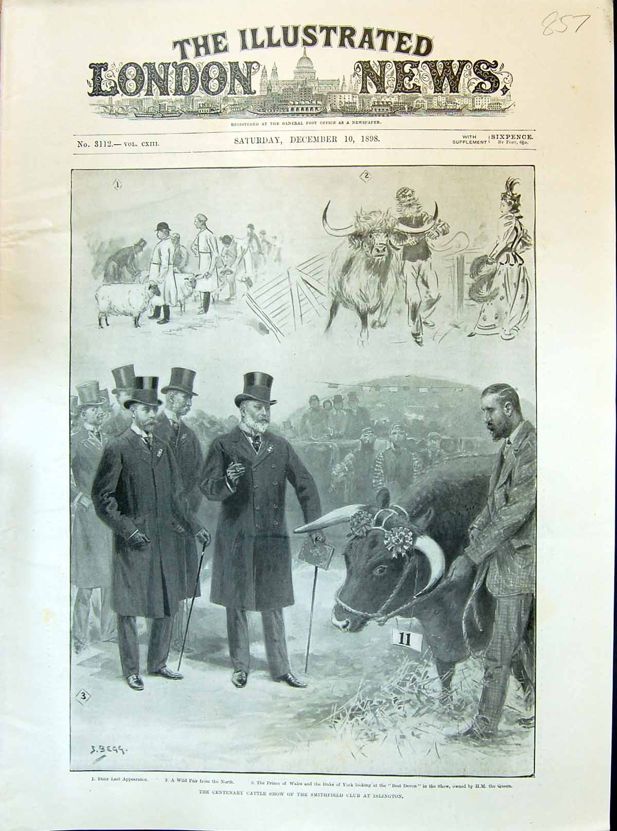 Old 1898 Cattle Show Smithfield Club Islington Prince Wales Duke York Victorian