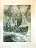 Antique Print 1898 Gallant Life-Boat Men Ship Rescue Scene River Boat Ferry