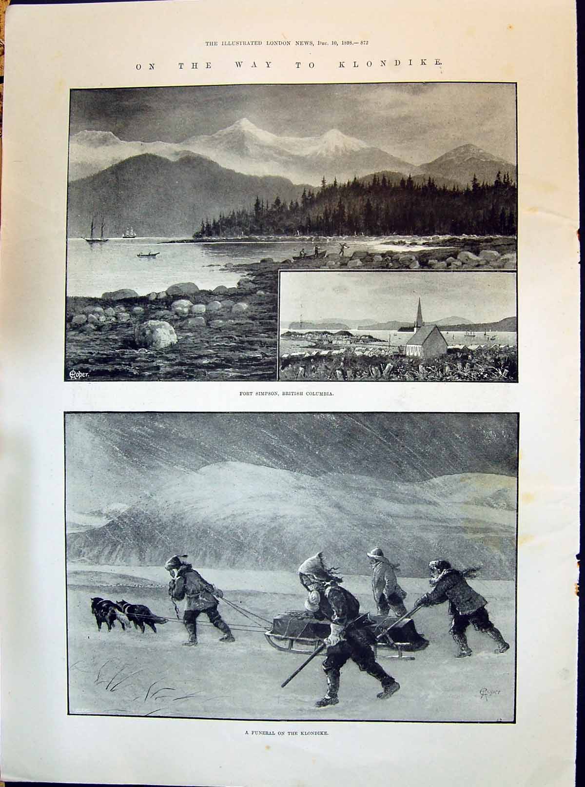 Old 1898 Klondike Fort Simpson British Columbia Funeral Scene Oxborou Victorian