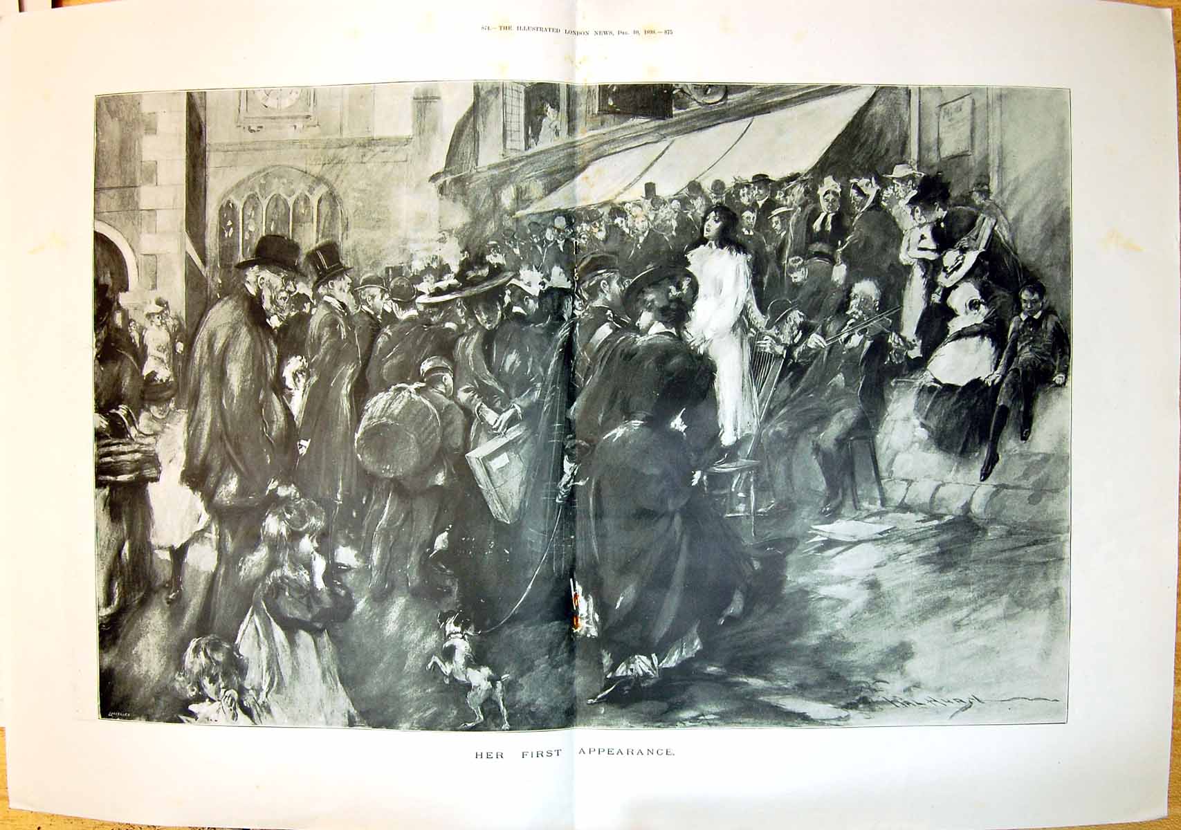 Antique Old Print 1898 Woman Opera Singer First Appearance Music Audience 19th