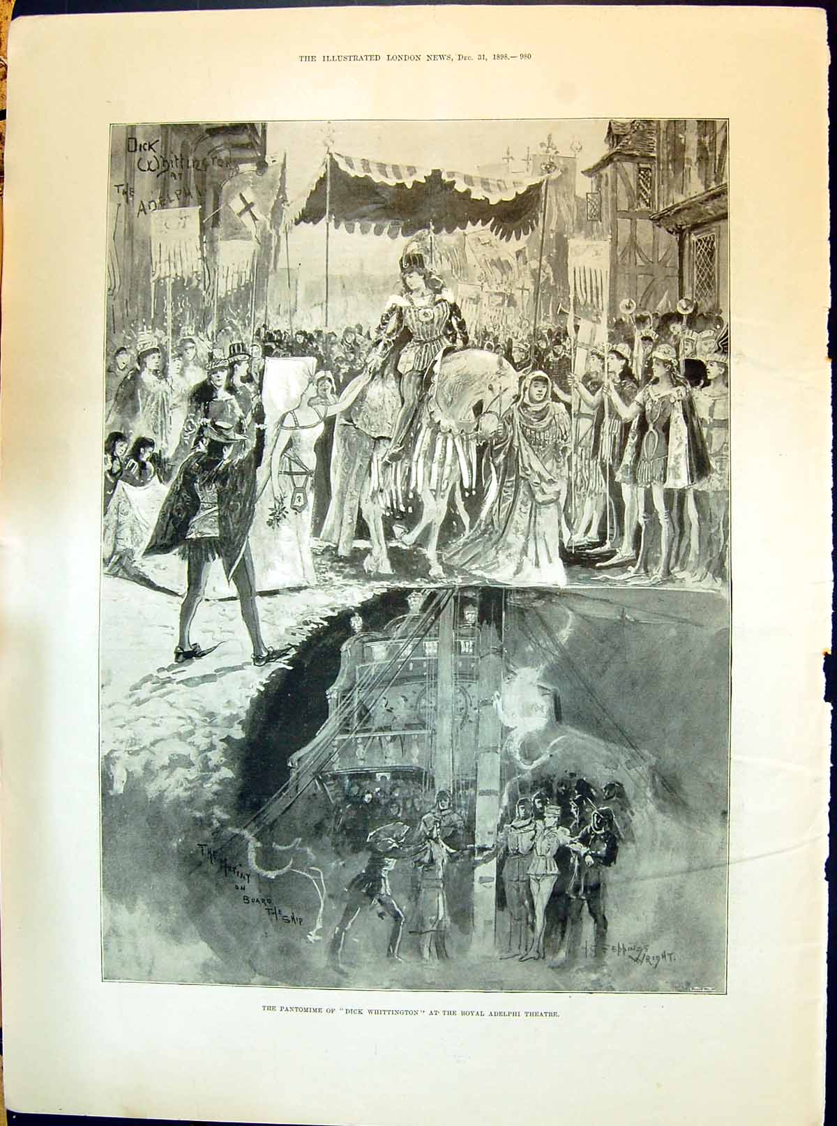 Old 1898 Pantomime Dick Whittington Royal Adelphi Theatre Mutiny Ship Victorian