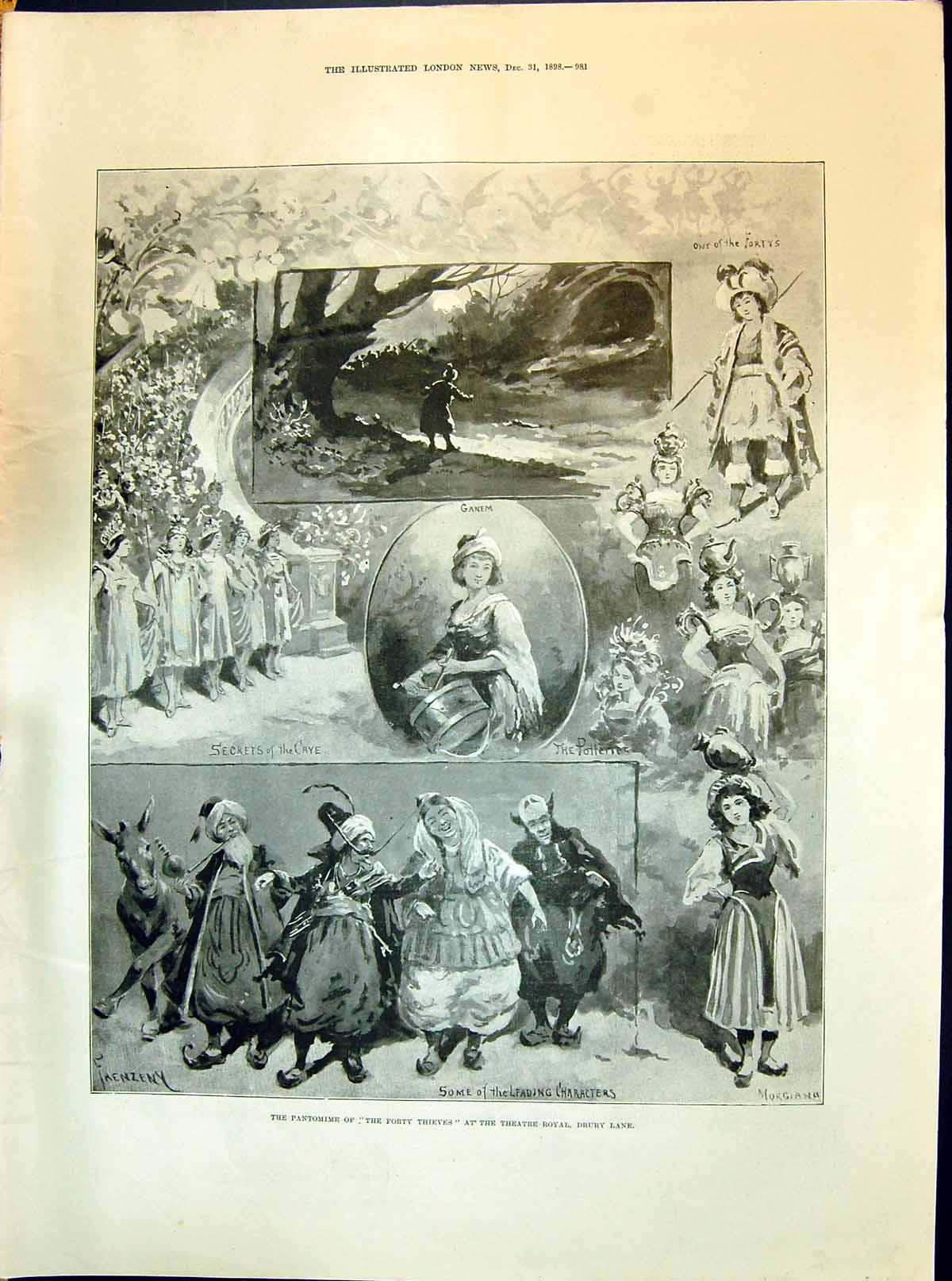Old 1898 Pantomime Forty Thieves Theatre Royal Drury Lane Ganem Lord Victorian