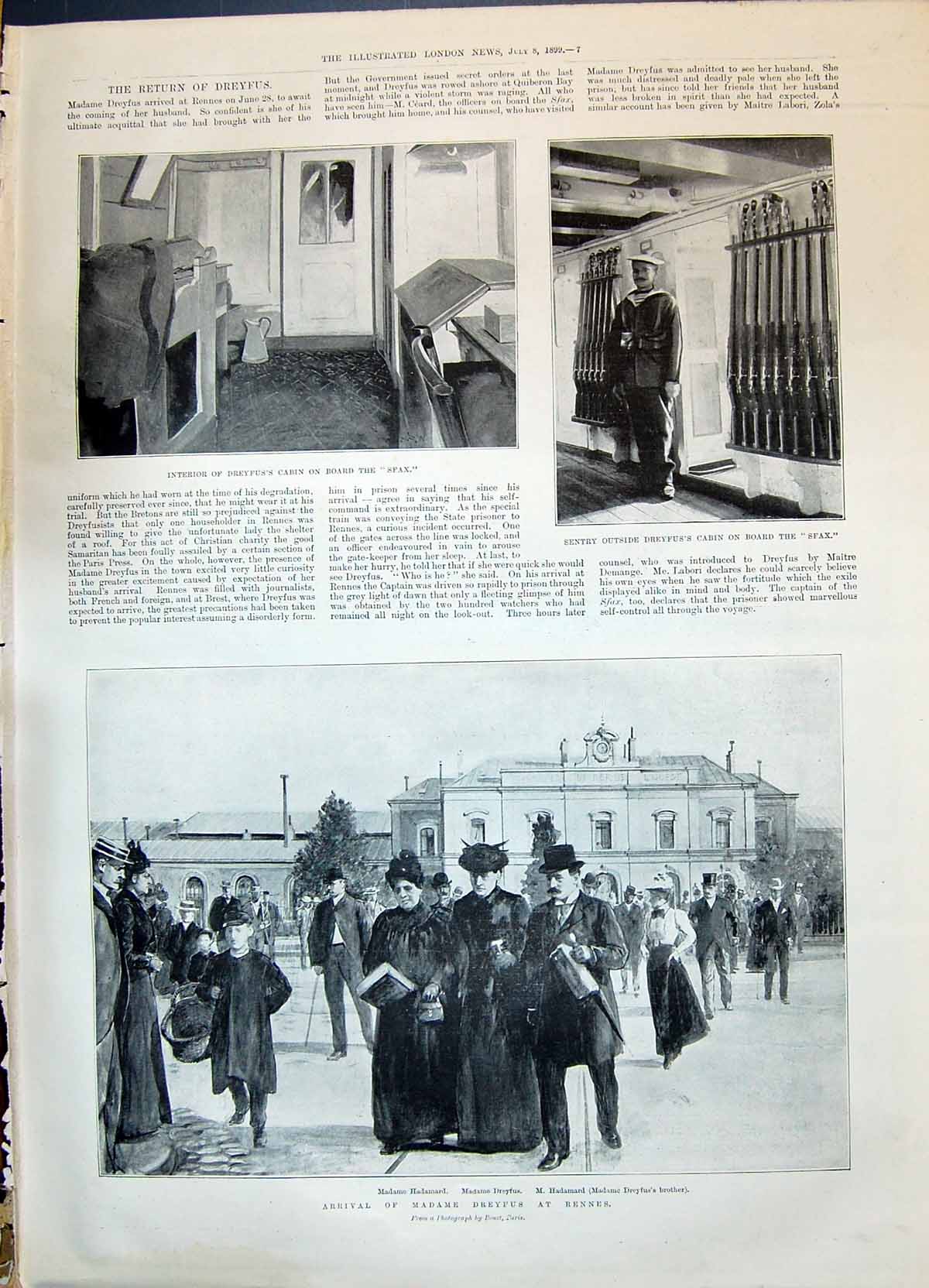 Old 1899 Dreyfus Sfax Ship Madame Rennes Hadamard Motor Scout Simms B Victorian