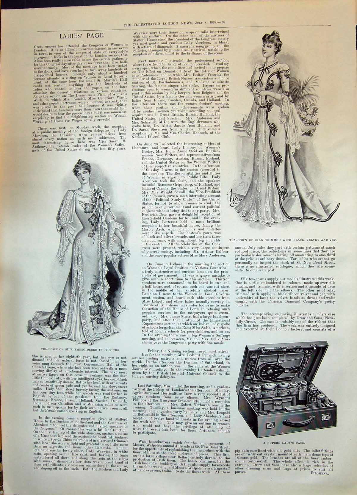 Old 1899 Ladies Fashion Tea-Gown Case Dresses Polo Trophy Military Te Victorian