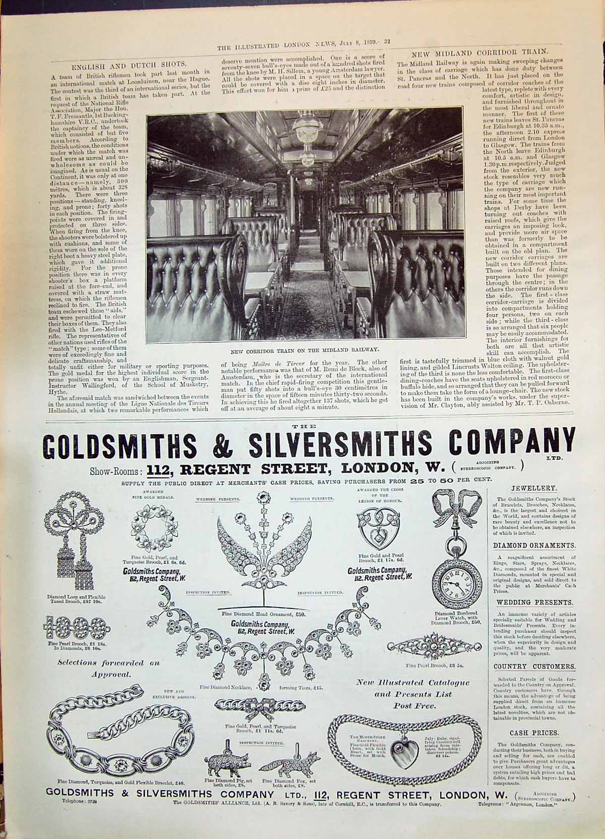 Old 1899 Corridor Train Midland Railway Professor William Dwight Whit Victorian