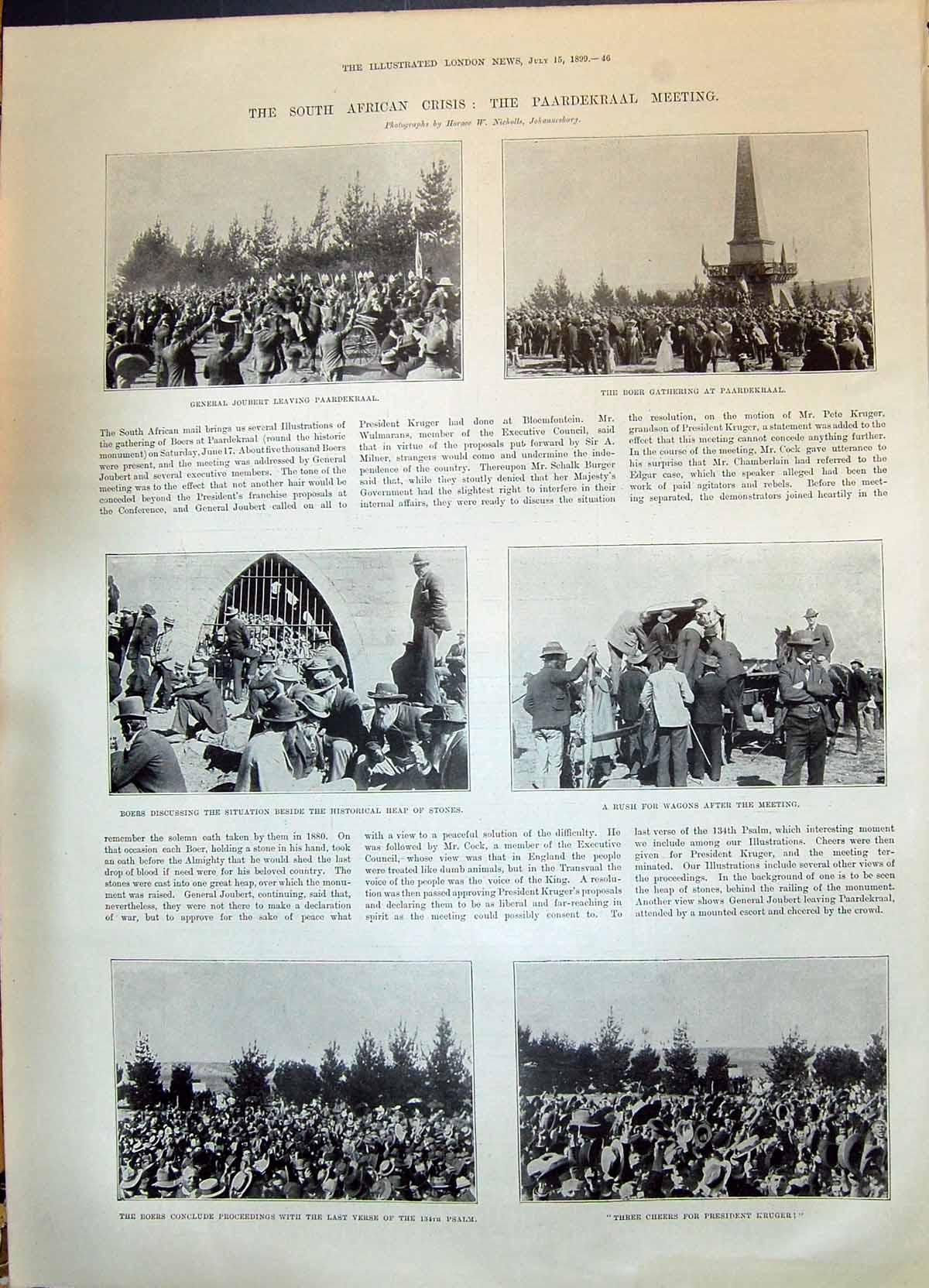 Old 1899 Paardekraal Meeting General Joubert Boers Heap Stones Presid Victorian