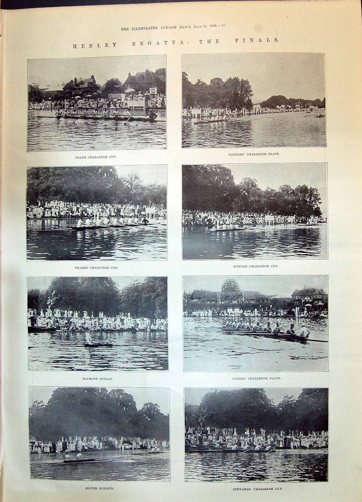 Antique Print 1899 Henley Regatta WyfSculls Thames Sport Boats Harbour Kyle