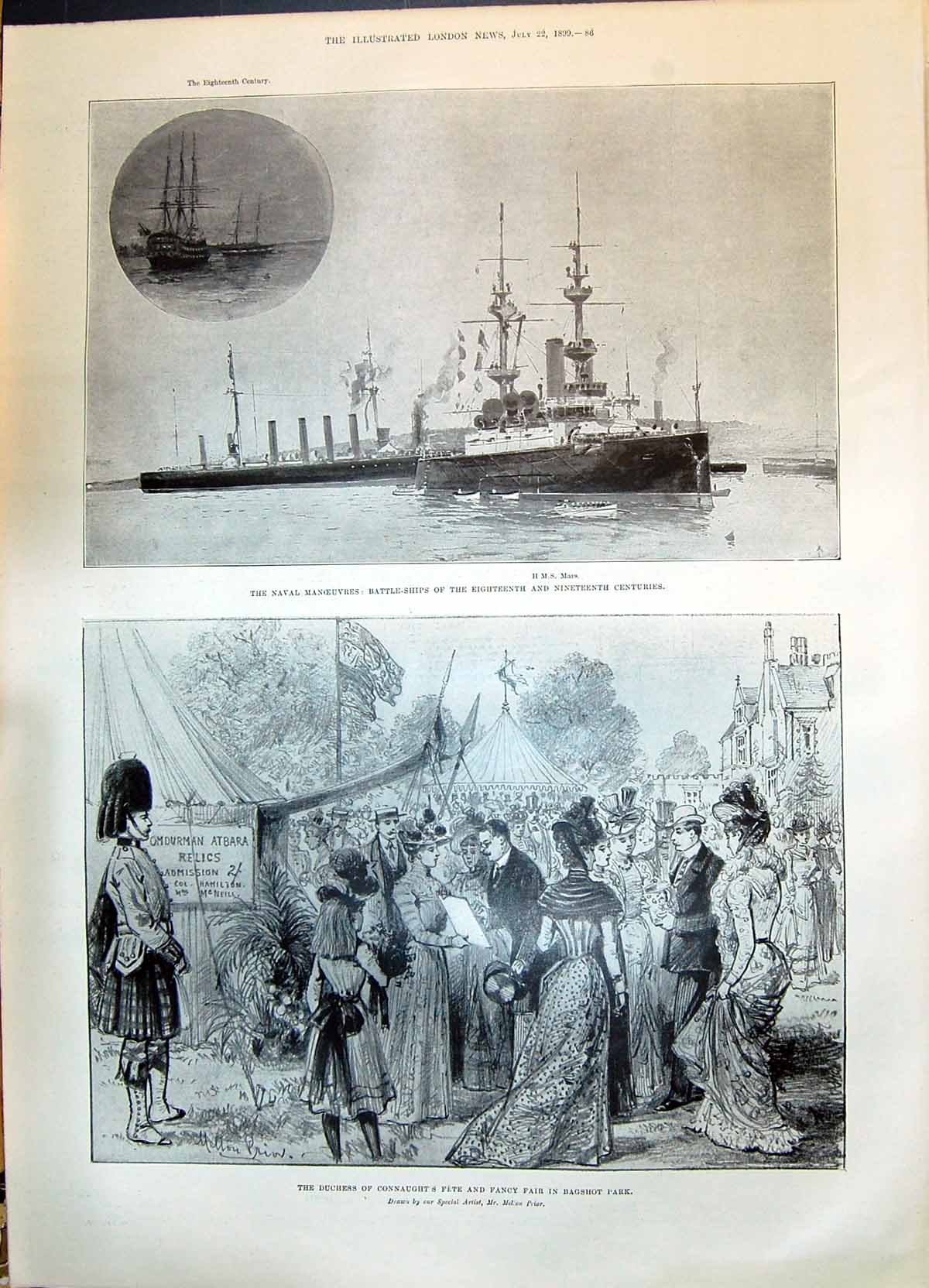 Old 1899 Navy Battle Ship H.M.S. Mars Duchess Connaught Fete Fancy Fa Victorian