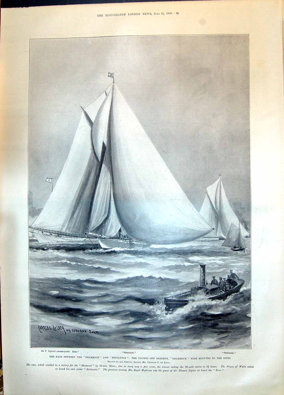 Old 1899 Yachts Race Shamrock Britannia Erin Osborne Rawson Aldrich J Victorian