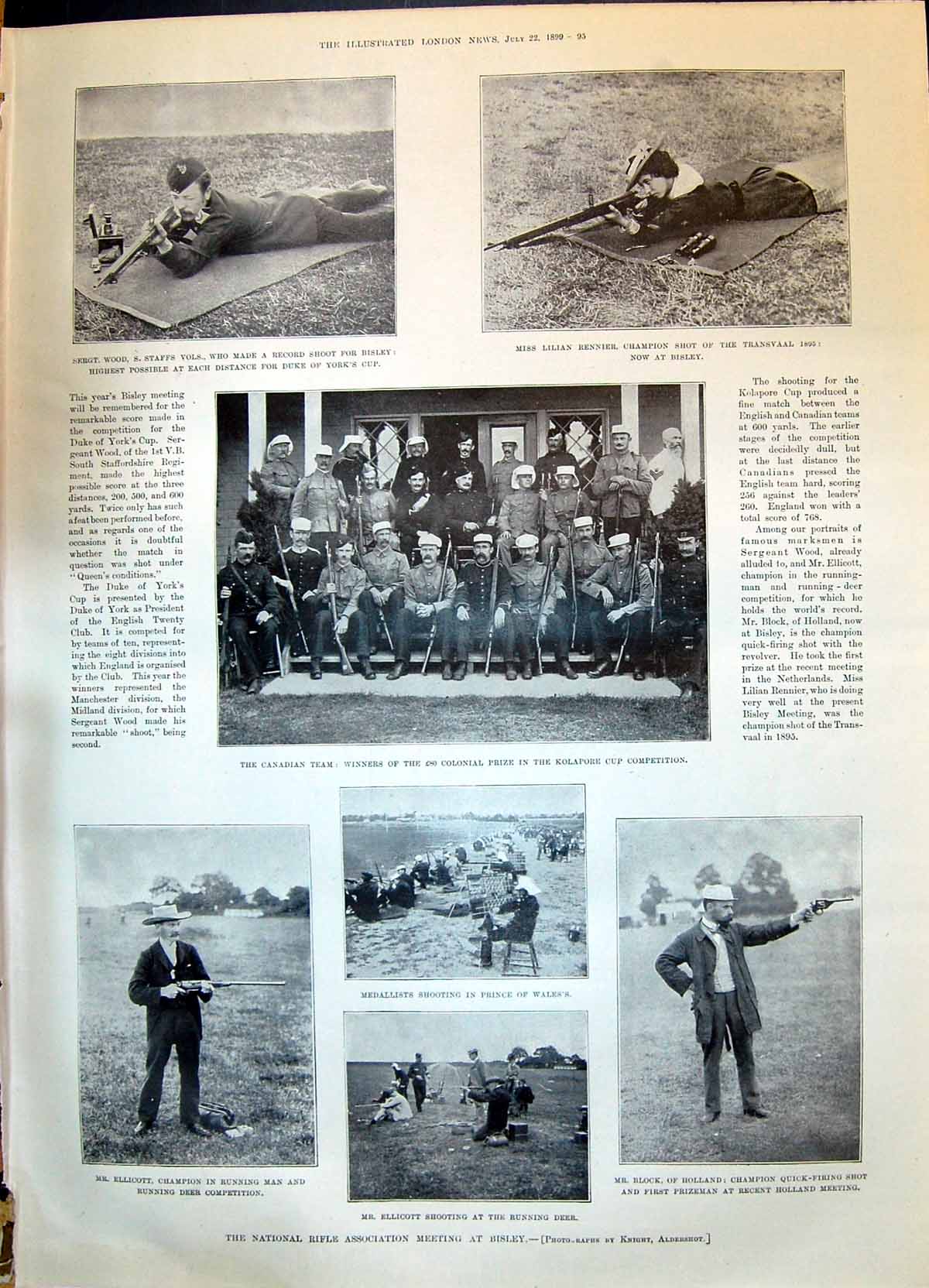 Old 1899 Rifle Sport Bisley Block Ellicott Wood Rennier Kolapore Ship Victorian