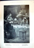Old Print 1899 Monks Sauce Goose Dinner Table Romance Dancing Ray Potter 19th
