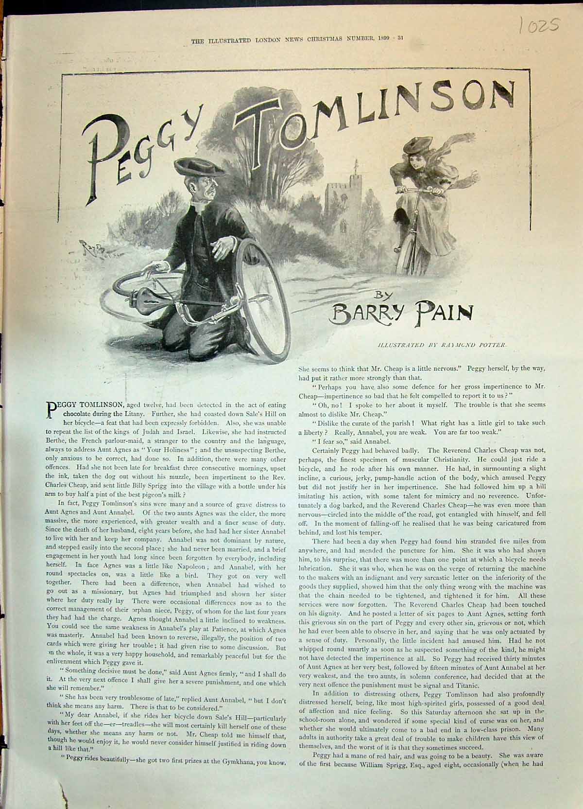 Old 1899 Story Illustration Peggy Tomlinson Barry Pain Raymond Potter 19th