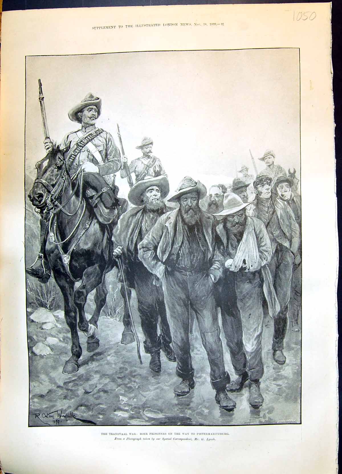 Old Print 1899 Transvaal War Boer Prisoners Colonel Neeld HousehCavalry 19th