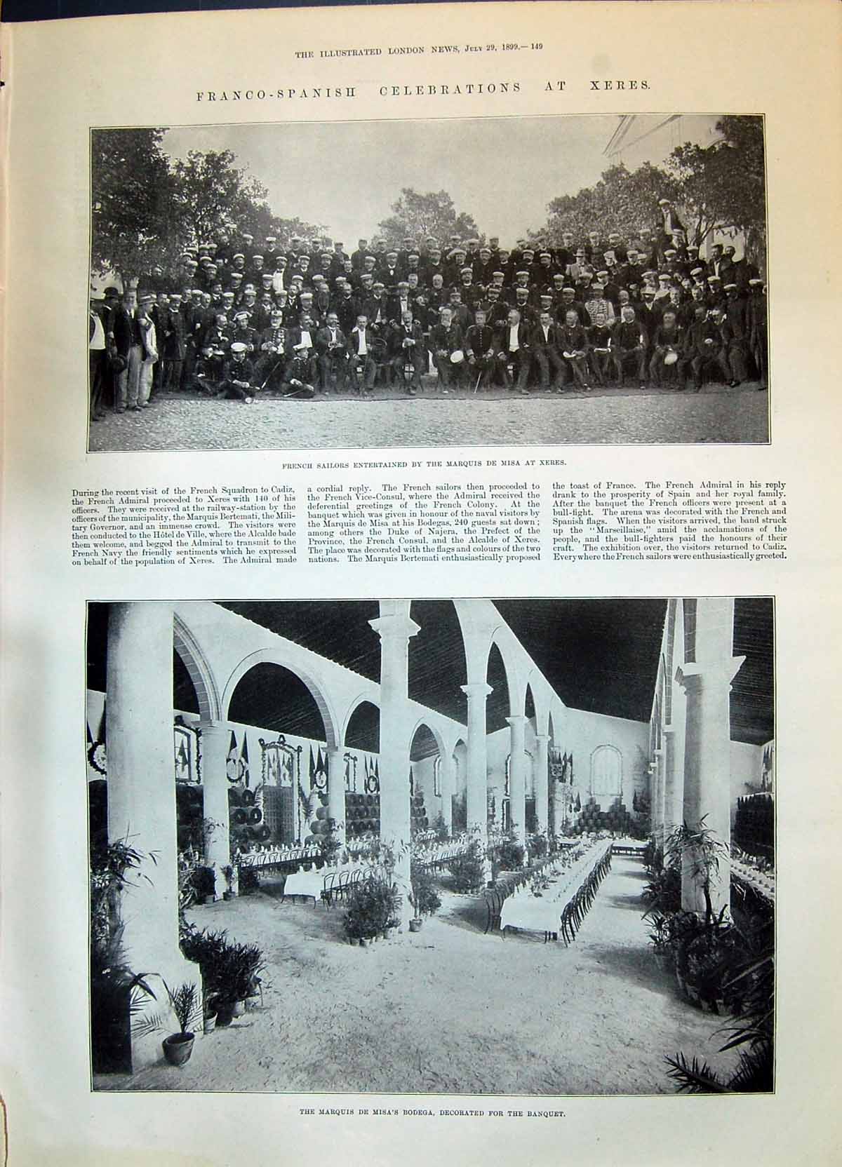 Old 1899 French Sailors Marquis Misa Xeres Misa'S Bodega Racing Troph Victorian