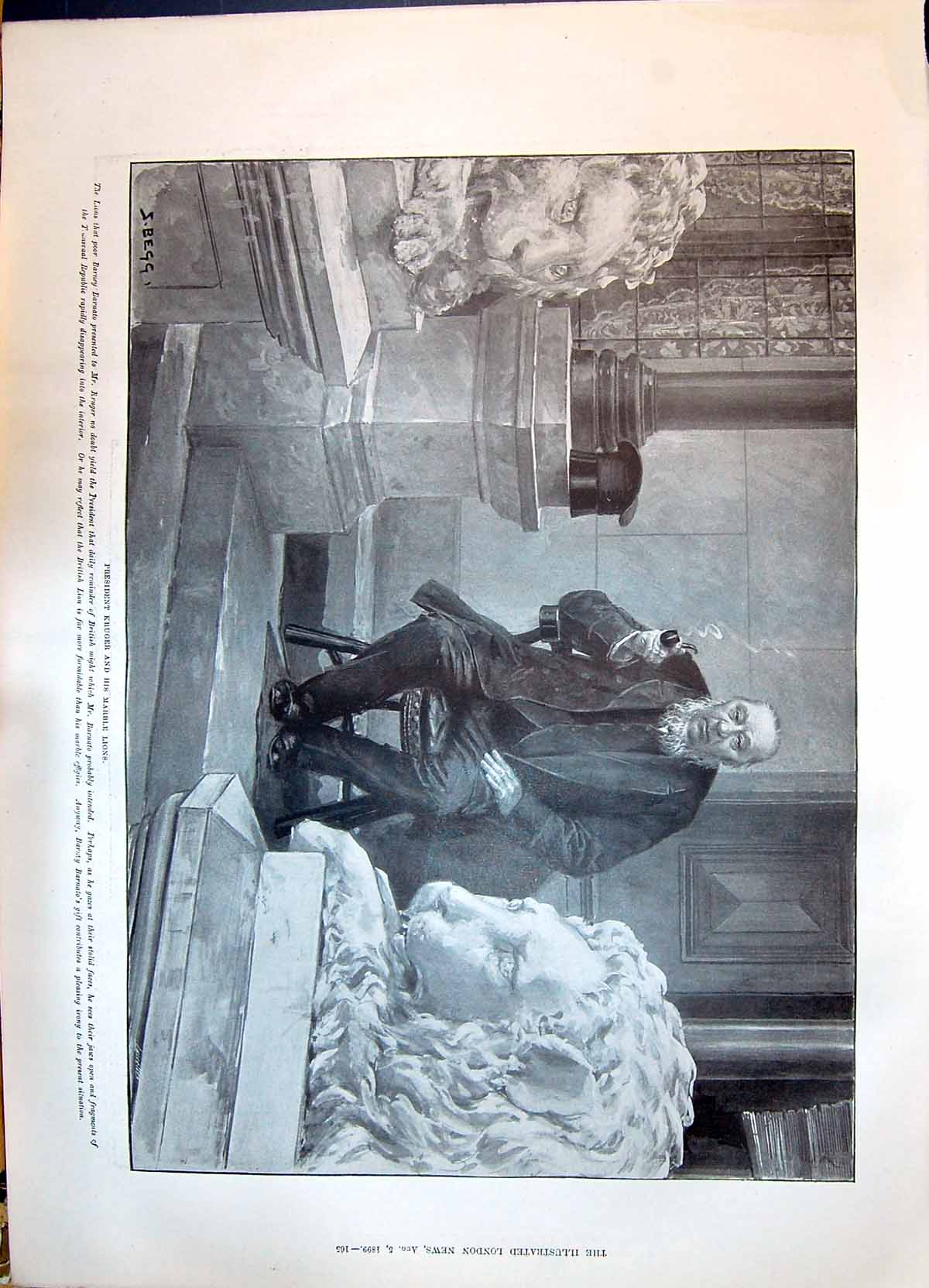Old 1899 President Kruger Marble Lions Balfour Stanley Knowles Americ Victorian