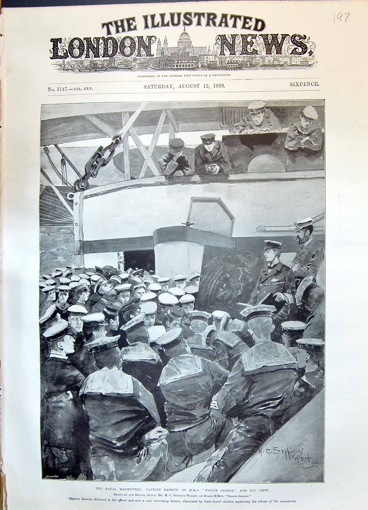 Old 1899 Naval Manoeuvres Captain Barrow Ship Prince George Sailors C Victorian