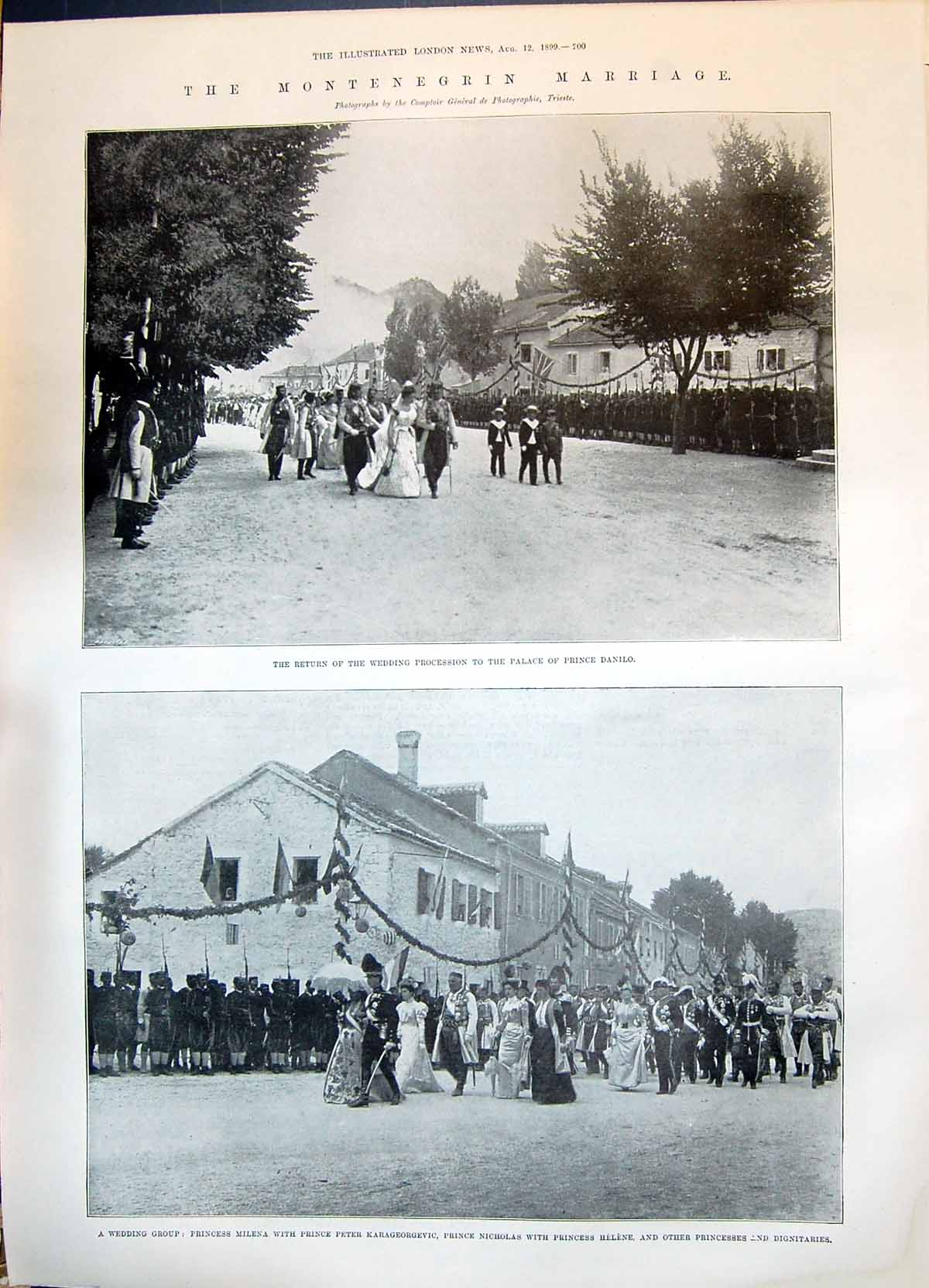 Old 1899 Wedding Montenegro Procession Prince Danilo Princess Milena Victorian