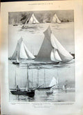 Old 1899 Cowes Regatta Britannia Bona Meteor Frances Ships Walden Dem Victorian