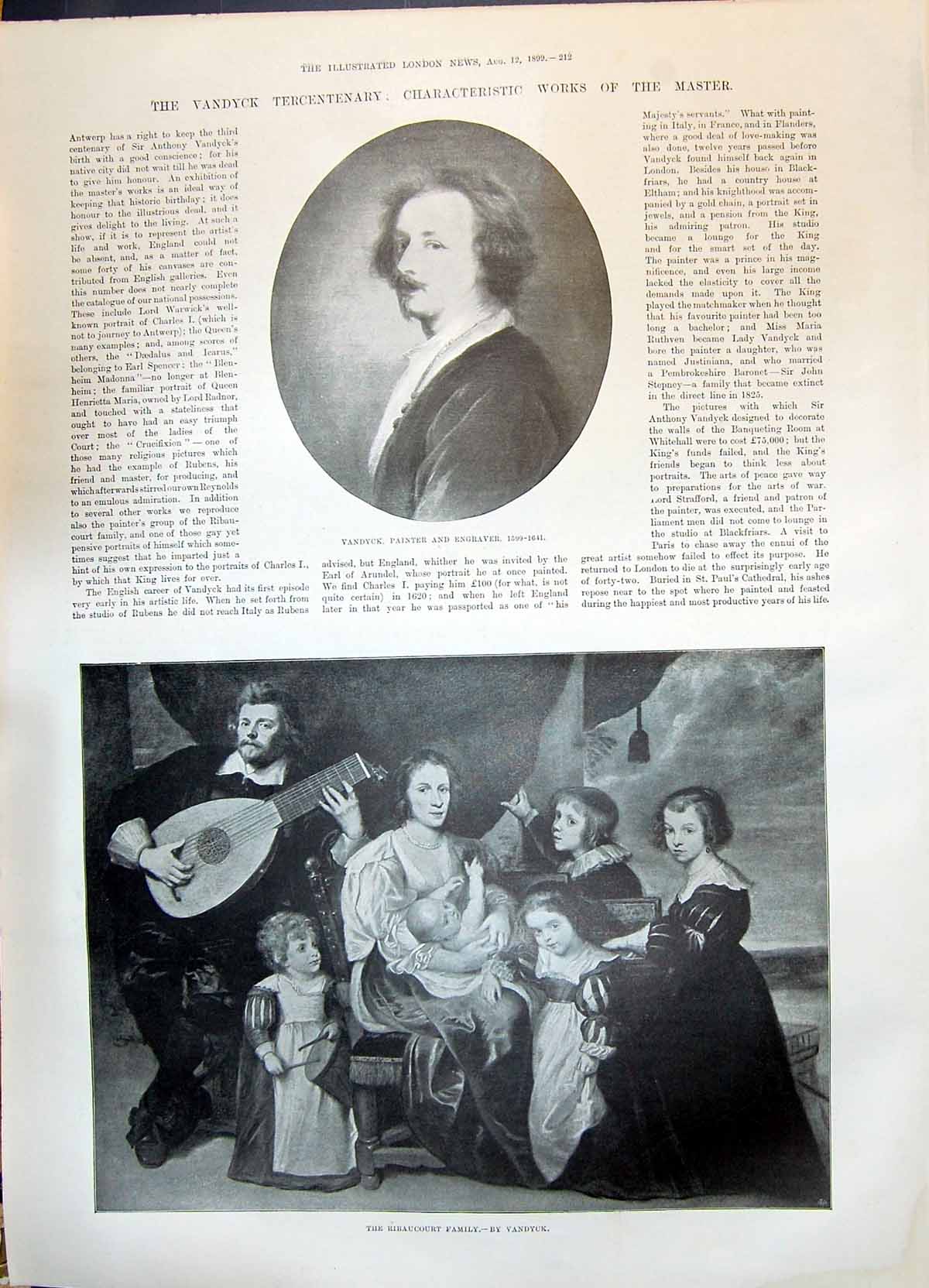 Old 1899 Vandyck Painter Ribaucourt Family Reculvers Sister Towers He Victorian