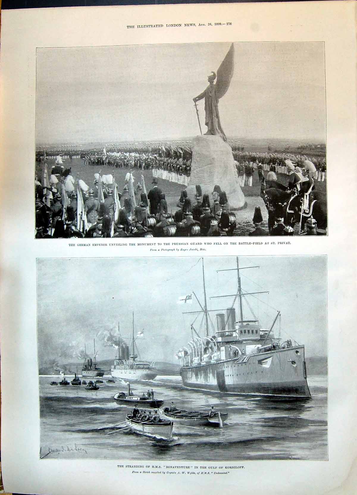 Old 1899 German Emperor Monument Privat Ship Bonaventure Korniloff Bu Victorian