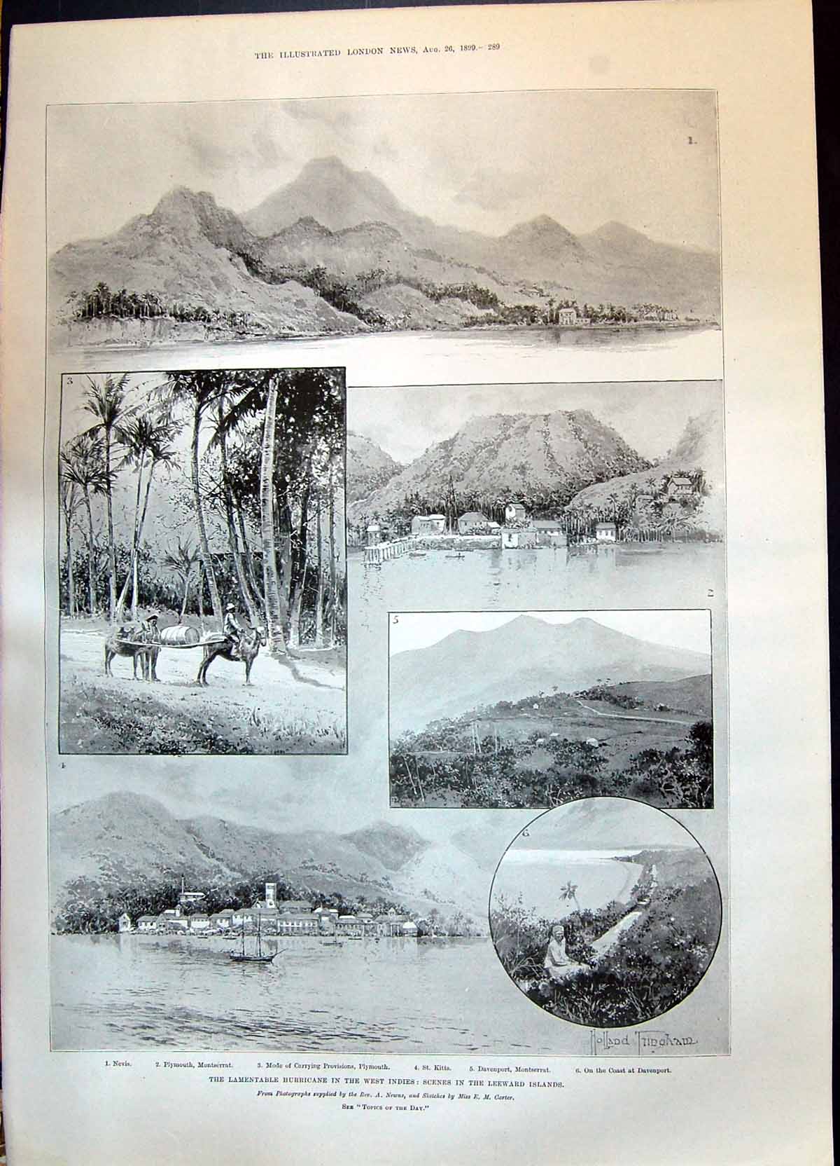 Old 1899 Hurricane West Indies Leeward Islands Nevis Kitts Davenport Victorian